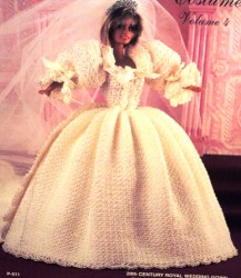 P 011 BARBIE CROCHET 1900S ROYAL WEDDING GOWN, TIARA, SHOES, GARTER PARADISE VOLUME 4 BOOKLET